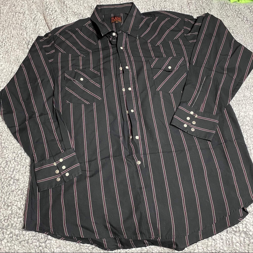 PLAINS WESTERN WEAR PEARL BUTTON DOWN DRESS SHIRT